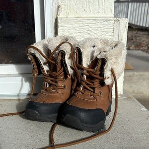 Brown and Black Fur-Lined Boots